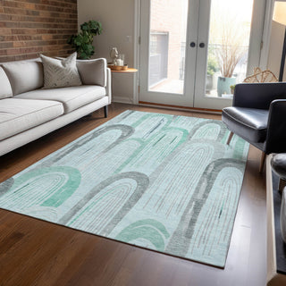 Piper Looms Chantille Geometric ACN1593 Seafoam Machine Washable Area Rug Lifestyle Image Feature