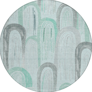 Piper Looms Chantille Geometric ACN1593 Seafoam Machine Washable Area Rug Round Main Image