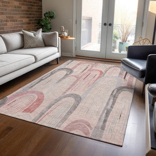 Piper Looms Chantille Geometric ACN1595 Salmon Machine Washable Area Rug Lifestyle Image Feature