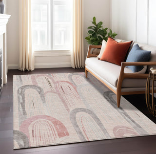 Piper Looms Chantille Geometric ACN1595 Salmon Machine Washable Area Rug Lifestyle Image Feature