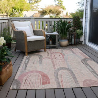 Piper Looms Chantille Geometric ACN1595 Salmon Machine Washable Area Rug Outdoor Lifestyle Image Feature