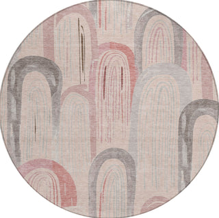Piper Looms Chantille Geometric ACN1595 Salmon Machine Washable Area Rug Round Main Image
