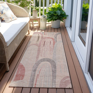 Piper Looms Chantille Geometric ACN1595 Salmon Machine Washable Area Rug Runner Outdoor Lifestyle Image Feature