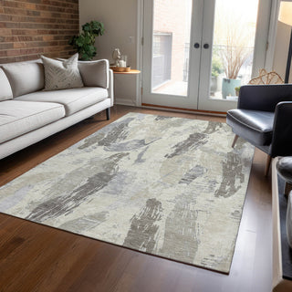 Piper Looms Chantille Modern ACN1602 Taupe Machine Washable Area Rug Lifestyle Image Feature