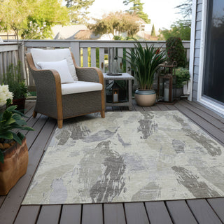 Piper Looms Chantille Modern ACN1602 Taupe Machine Washable Area Rug Outdoor Lifestyle Image Feature