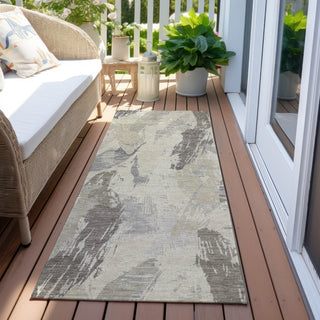 Piper Looms Chantille Modern ACN1602 Taupe Machine Washable Area Rug Runner Outdoor Lifestyle Image Feature