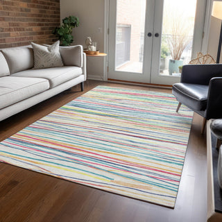 Piper Looms Chantille Stripes ACN1604 Ivory Machine Washable Area Rug Lifestyle Image Feature