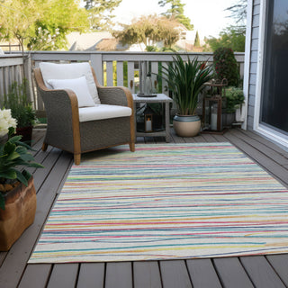 Piper Looms Chantille Stripes ACN1604 Ivory Machine Washable Area Rug Outdoor Lifestyle Image Feature