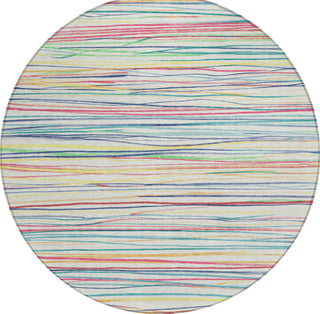 Piper Looms Chantille Stripes ACN1604 Ivory Machine Washable Area Rug Round Main Image