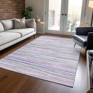 Piper Looms Chantille Stripes ACN1605 Lavender Machine Washable Area Rug Lifestyle Image Feature