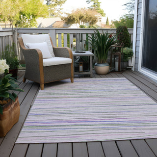 Piper Looms Chantille Stripes ACN1605 Lavender Machine Washable Area Rug Outdoor Lifestyle Image Feature