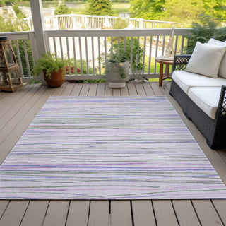 Piper Looms Chantille Stripes ACN1605 Lavender Machine Washable Area Rug Outdoor Lifestyle Image Feature