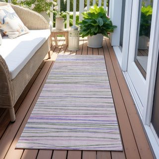 Piper Looms Chantille Stripes ACN1605 Lavender Machine Washable Area Rug Runner Outdoor Lifestyle Image Feature