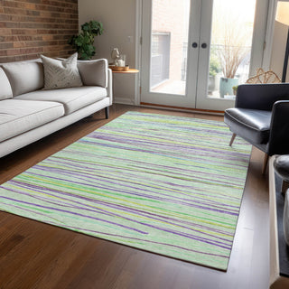 Piper Looms Chantille Stripes ACN1606 Mint Machine Washable Area Rug Lifestyle Image Feature