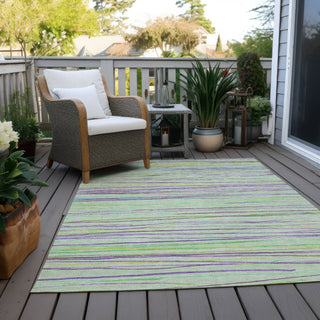Piper Looms Chantille Stripes ACN1606 Mint Machine Washable Area Rug Outdoor Lifestyle Image Feature