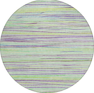 Piper Looms Chantille Stripes ACN1606 Mint Machine Washable Area Rug Round Main Image
