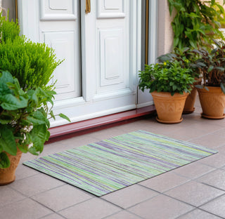 Piper Looms Chantille Stripes ACN1606 Mint Machine Washable Area Rug Scatter Outdoor Lifestyle Image Feature