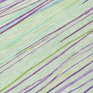 Piper Looms Chantille Stripes ACN1606 Mint Machine Washable Area Rug Swatch Image