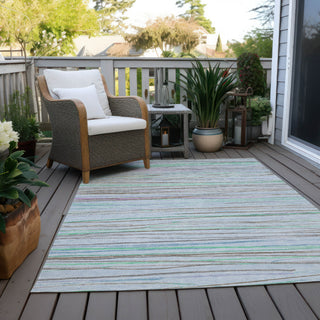 Piper Looms Chantille Stripes ACN1608 Sky Machine Washable Area Rug Outdoor Lifestyle Image Feature