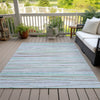 Piper Looms Chantille Stripes ACN1608 Sky Machine Washable Area Rug Outdoor Lifestyle Image Feature