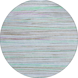 Piper Looms Chantille Stripes ACN1608 Sky Machine Washable Area Rug Round Main Image