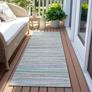 Piper Looms Chantille Stripes ACN1608 Sky Machine Washable Area Rug Runner Outdoor Lifestyle Image Feature