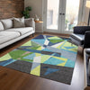 Piper Looms Chantille Geometric ACN1609 Blue Machine Washable Area Rug Lifestyle Image Feature