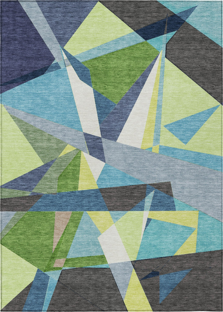 Piper Looms Chantille Geometric ACN1609 Blue Machine Washable Area Rug main image