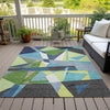 Piper Looms Chantille Geometric ACN1609 Blue Machine Washable Area Rug Outdoor Lifestyle Image Feature