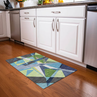 Piper Looms Chantille Geometric ACN1609 Blue Machine Washable Area Rug Scatter Lifestyle Image Feature
