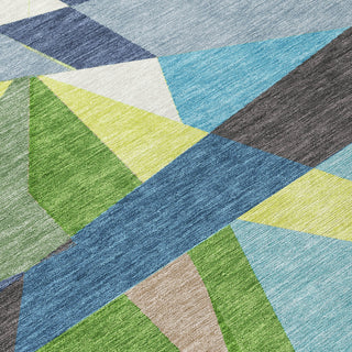 Piper Looms Chantille Geometric ACN1609 Blue Machine Washable Area Rug Swatch Image