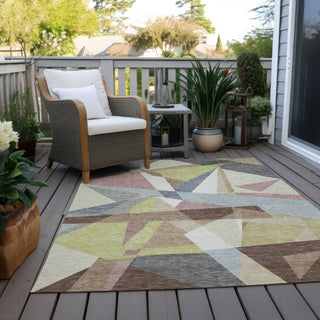 Piper Looms Chantille Geometric ACN1610 Khaki Machine Washable Area Rug Outdoor Lifestyle Image Feature