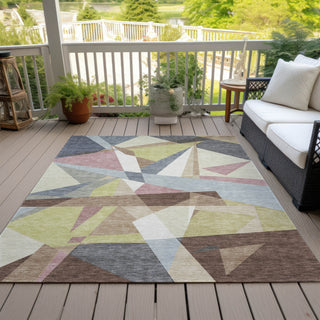 Piper Looms Chantille Geometric ACN1610 Khaki Machine Washable Area Rug Outdoor Lifestyle Image Feature