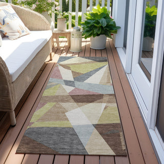 Piper Looms Chantille Geometric ACN1610 Khaki Machine Washable Area Rug Runner Outdoor Lifestyle Image Feature