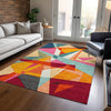 Piper Looms Chantille Geometric ACN1611 Orange Machine Washable Area Rug Lifestyle Image Feature