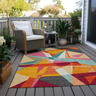 Piper Looms Chantille Geometric ACN1611 Orange Machine Washable Area Rug Outdoor Lifestyle Image Feature