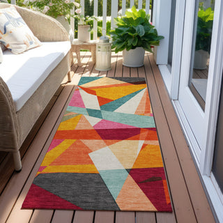 Piper Looms Chantille Geometric ACN1611 Orange Machine Washable Area Rug Runner Outdoor Lifestyle Image Feature