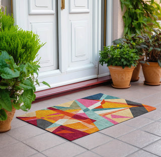 Piper Looms Chantille Geometric ACN1611 Orange Machine Washable Area Rug Scatter Outdoor Lifestyle Image Feature