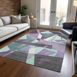 Piper Looms Chantille Geometric ACN1612 Purple Machine Washable Area Rug Lifestyle Image Feature