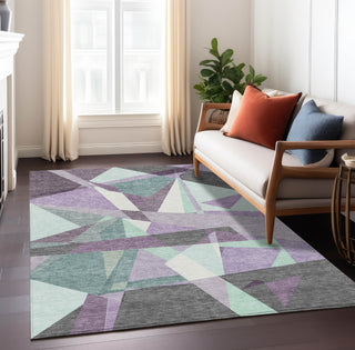 Piper Looms Chantille Geometric ACN1612 Purple Machine Washable Area Rug Lifestyle Image Feature