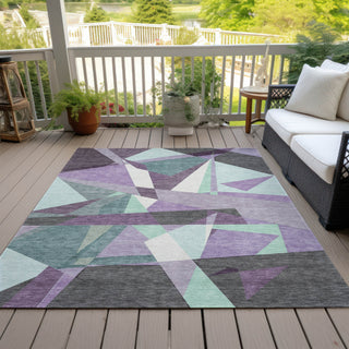 Piper Looms Chantille Geometric ACN1612 Purple Machine Washable Area Rug Outdoor Lifestyle Image Feature