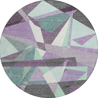 Piper Looms Chantille Geometric ACN1612 Purple Machine Washable Area Rug Round Main Image
