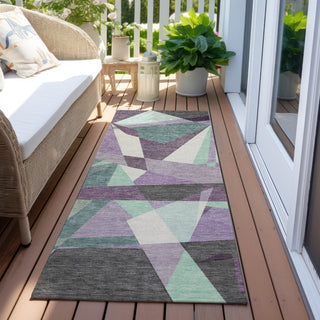 Piper Looms Chantille Geometric ACN1612 Purple Machine Washable Area Rug Runner Outdoor Lifestyle Image Feature