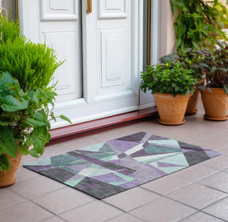 Piper Looms Chantille Geometric ACN1612 Purple Machine Washable Area Rug Scatter Outdoor Lifestyle Image Feature