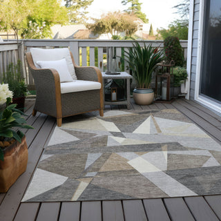 Piper Looms Chantille Geometric ACN1613 Taupe Machine Washable Area Rug Outdoor Lifestyle Image Feature
