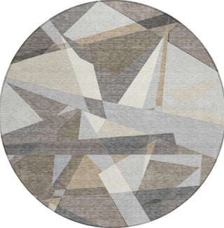 Piper Looms Chantille Geometric ACN1613 Taupe Machine Washable Area Rug Round Main Image