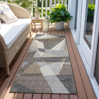Piper Looms Chantille Geometric ACN1613 Taupe Machine Washable Area Rug Runner Outdoor Lifestyle Image Feature