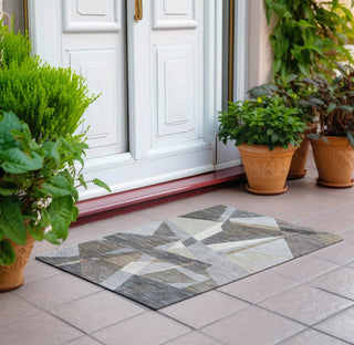 Piper Looms Chantille Geometric ACN1613 Taupe Machine Washable Area Rug Scatter Outdoor Lifestyle Image Feature