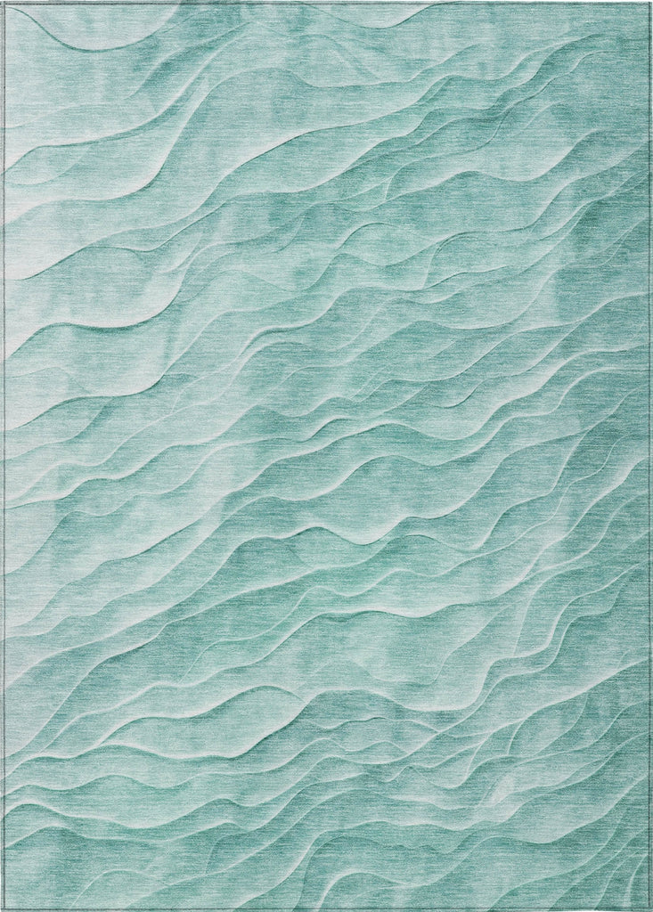 Piper Looms Chantille Waves ACN1614 Aqua Machine Washable Area Rug main image
