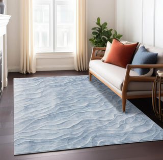 Piper Looms Chantille Waves ACN1616 Denim Machine Washable Area Rug Lifestyle Image Feature